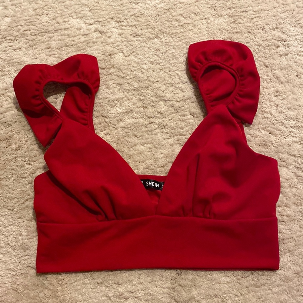 Shein red crop top size S